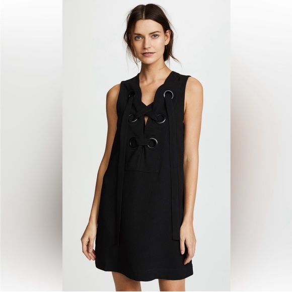 Shopbop English Factory Sleeveless Minj Dress Black Sailor Grommet Lace-up S - Picture 3 of 7
